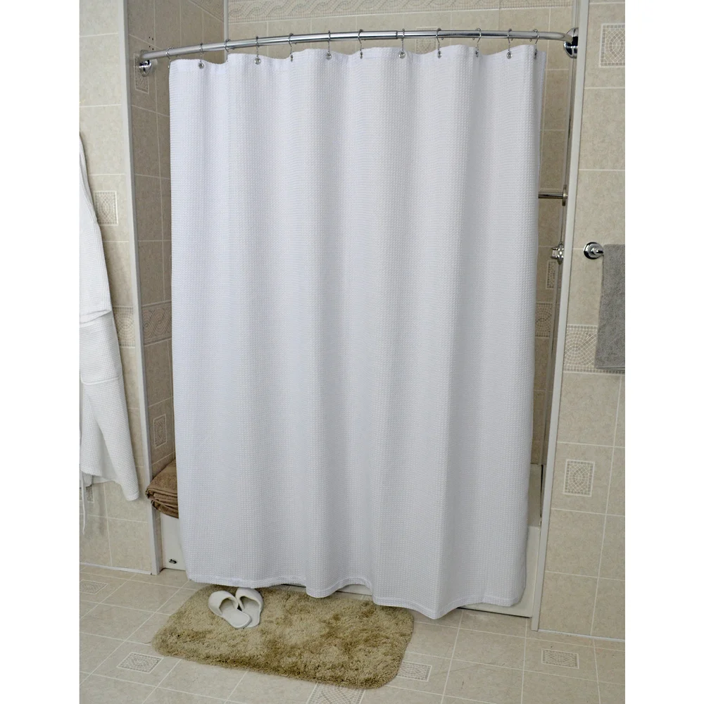 Kartri Supreme Waffle Weave Polyester Shower Curtain, 72" W x 72" H, White thumbnail 3
