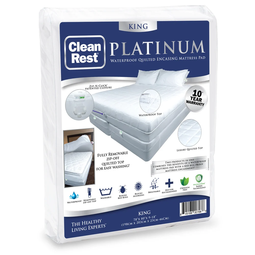 CleanBrands CleanRest Platinum Zippered Mattress Pad Encasement, King