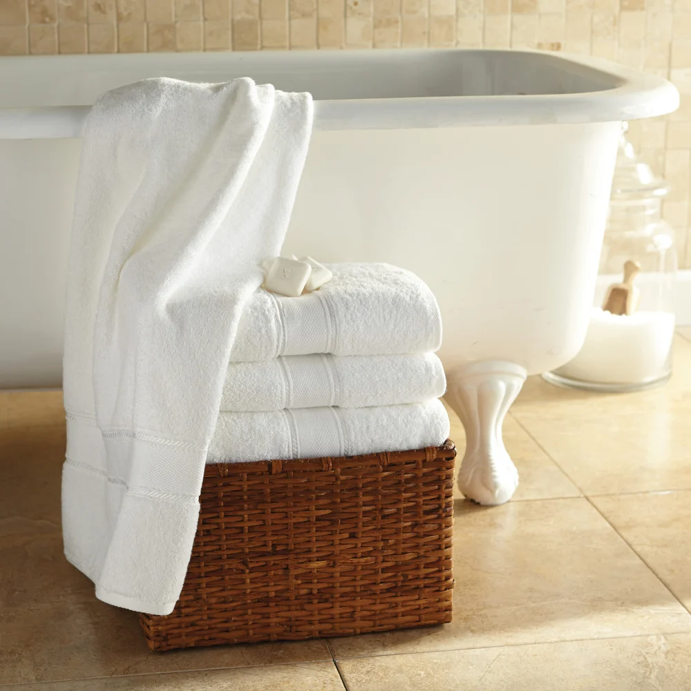 Manzala Dobby Border Hand Towel, 16"W x 30"L, 5.75 lb/dz, White thumbnail 3