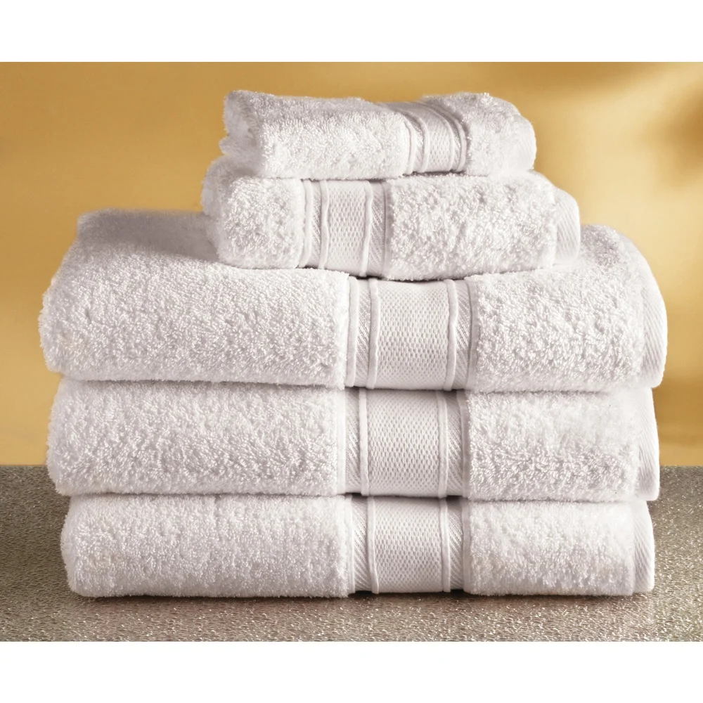Manzala Dobby Border Hand Towel, 16"W x 30"L, 5.75 lb/dz, White thumbnail 4