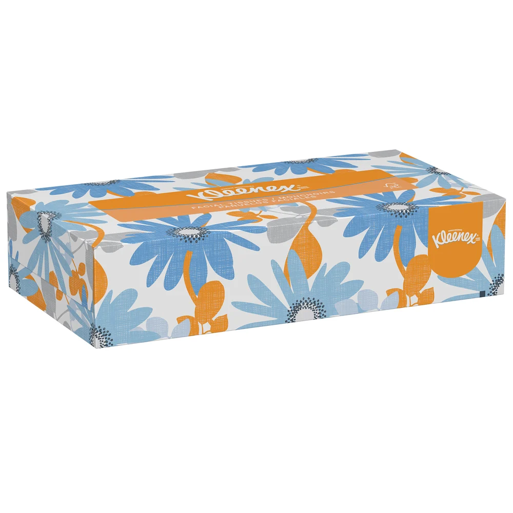 Kleenex Flat Facial Tissue, Virgin Fiber, 8.4" L x 8.0" W, 125 Sheets