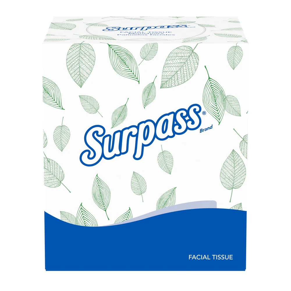 Surpass Cube Facial Tissue, 2-Ply Recycled Fiber, 110 Sheets