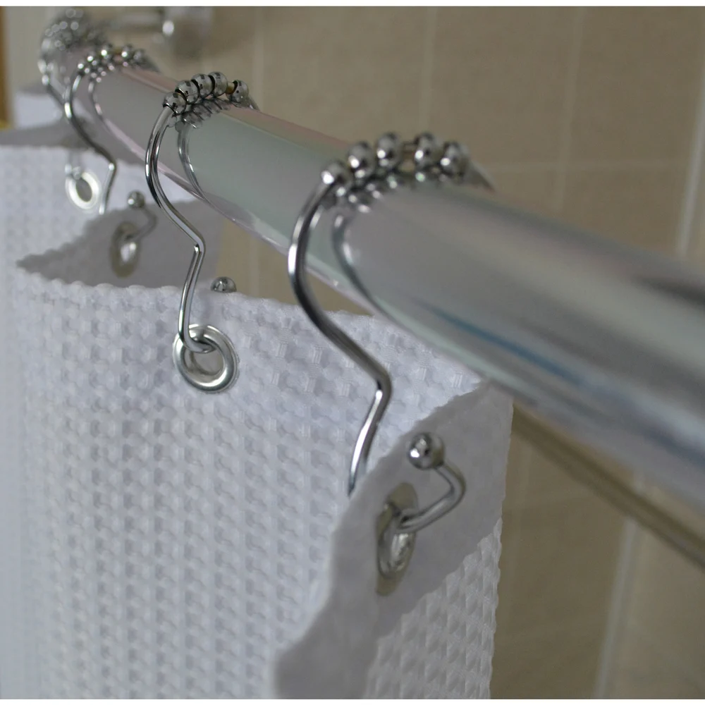 Kartri Shower Curtain Hook, Open End Snap Fit, Roller Ball, Chrome, 144/Case