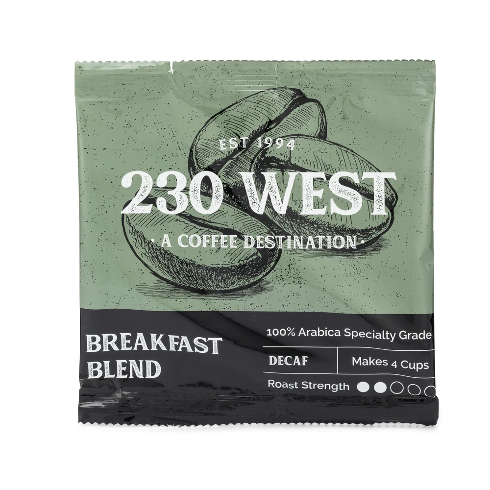 230 West Breakfast Blend Coffee, Decaf, 4-Cup