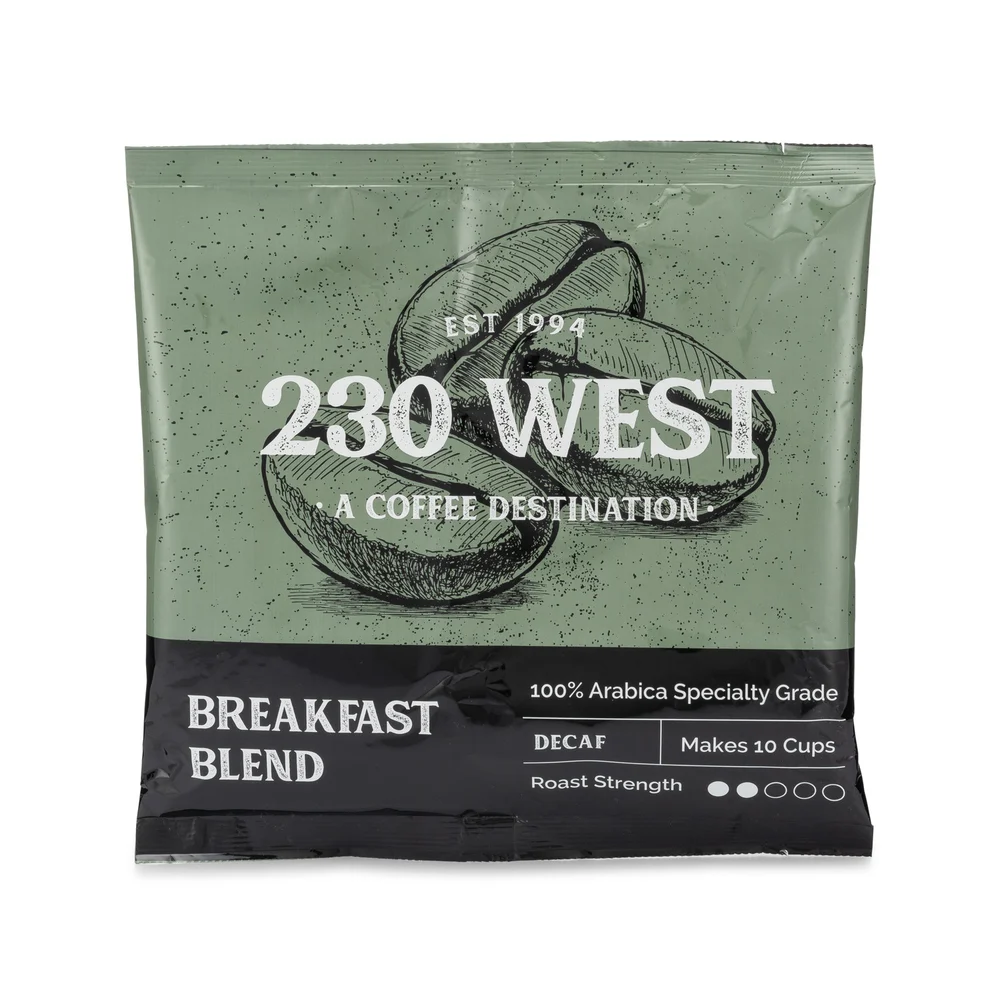 230 West Breakfast Blend Coffee, Decaf, 10-Cup