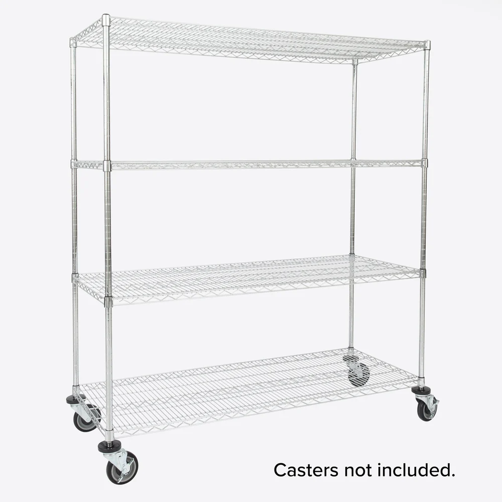 Registry 4-Tier Wire Shelving, Chrome, 18" D x 48" W x 74" H