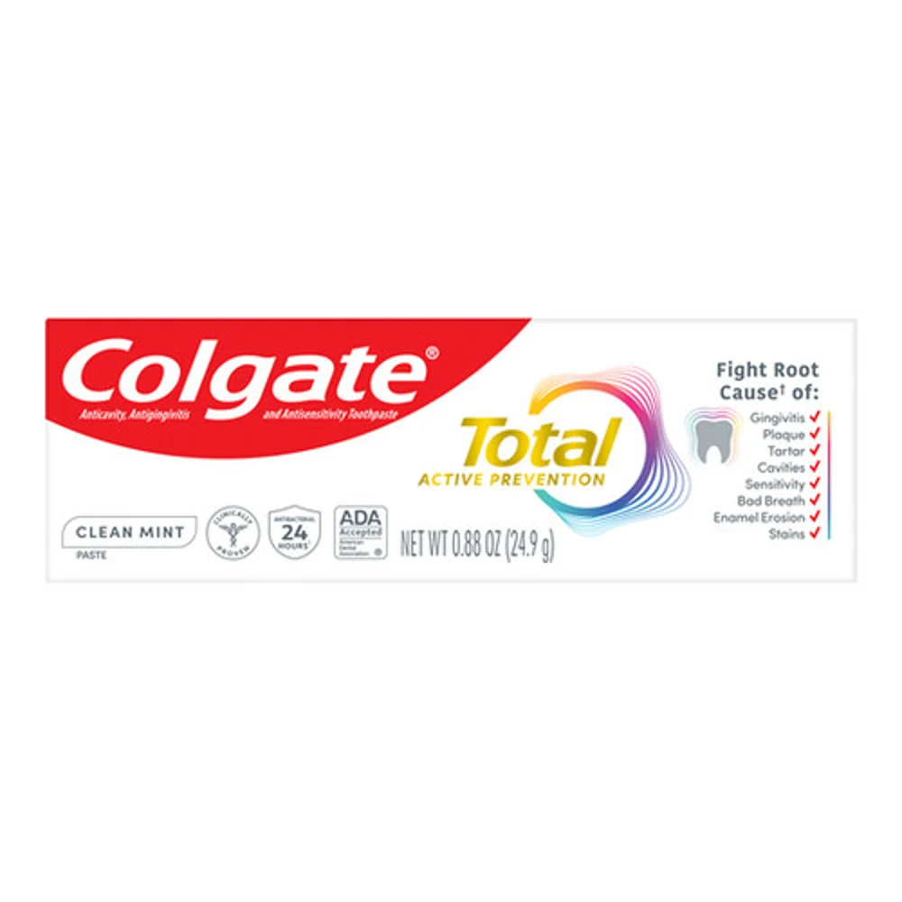 Colgate Total Toothpaste, Clean Mint, .88oz, Boxed, 24/Case