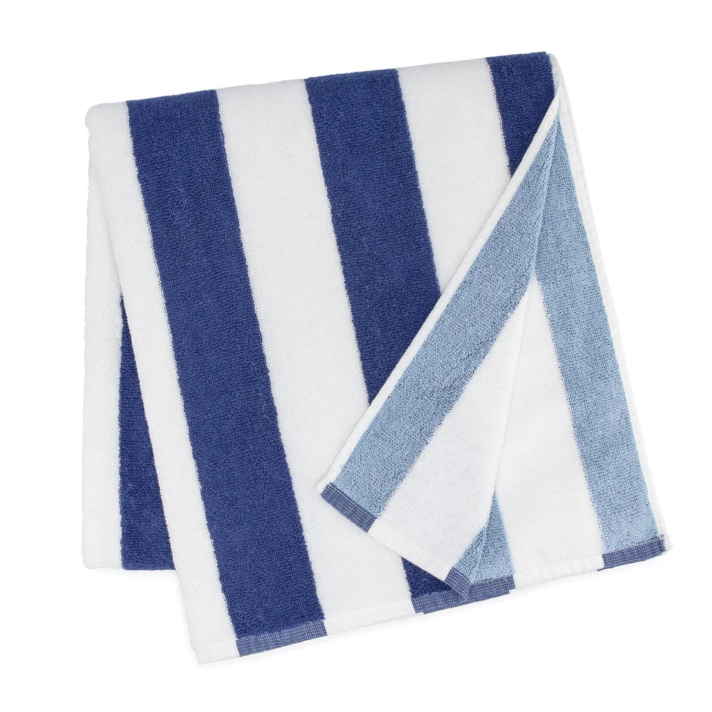 Registry Pool Towel, 30" W x 70" L, 15 Lbs./Dz, Reversible Blue Stripe thumbnail 2