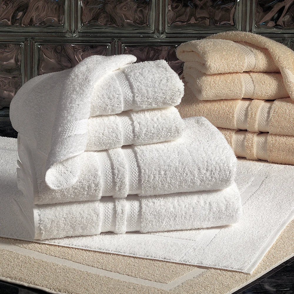 WestPoint Hospitality Martex Brentwood Dobby Border Bath Towel, 27" x 54", White, 17 lbs/dozen