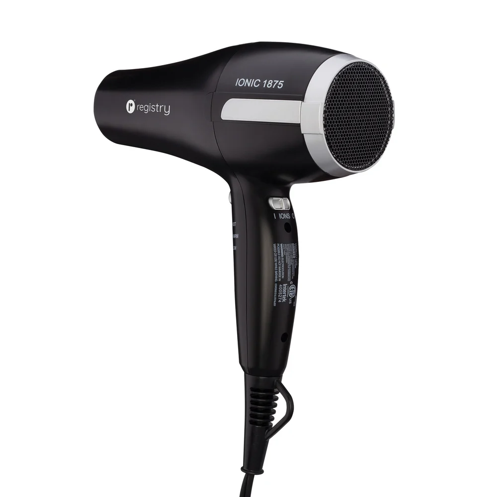 Registry Full-Size Ionic 1875-Watt Hair Dryer, 8.5" L x 3" W x 8.75" H, Black thumbnail 3