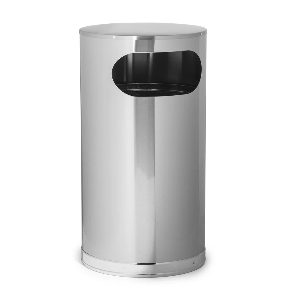13 Gal Round Trash Can, 14.57" x 27.76", Stainless Steel