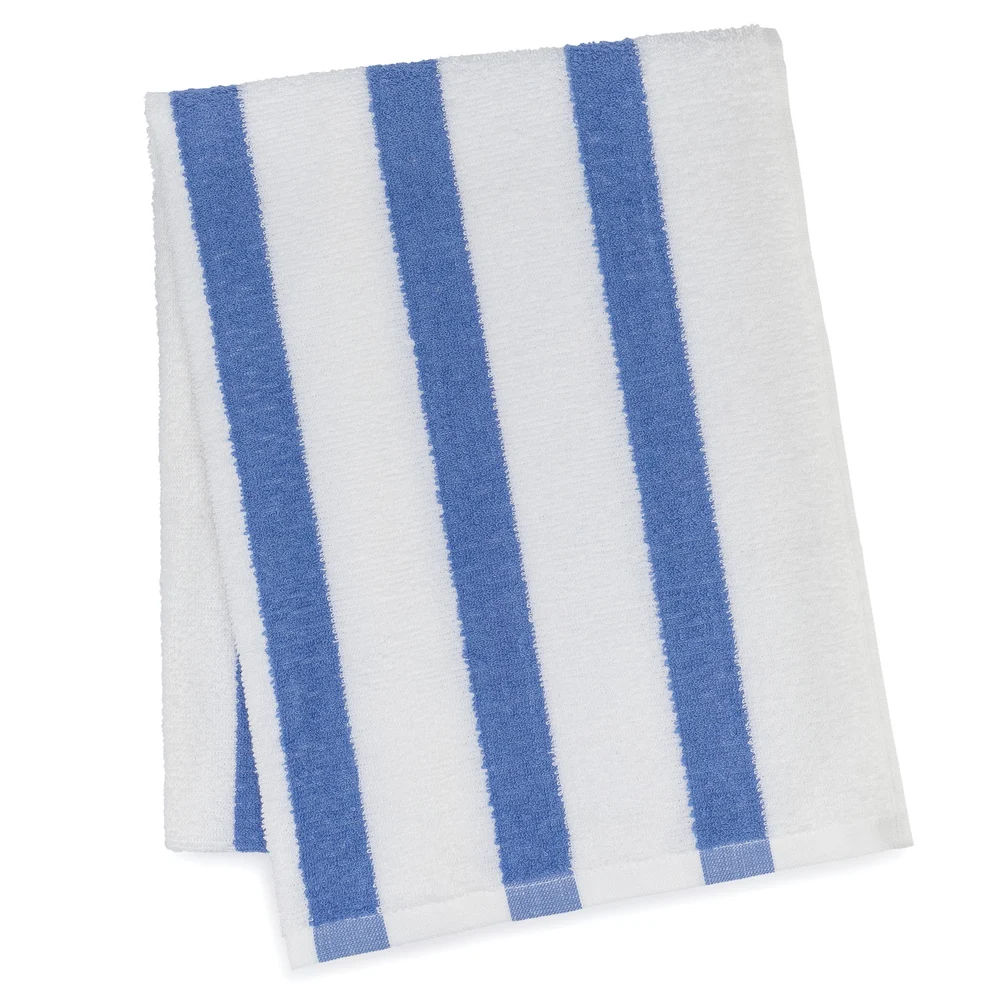 Registry Cabana Stripe Pool Towel, 30" x 60", White/Blue, 9 Lbs/Dz