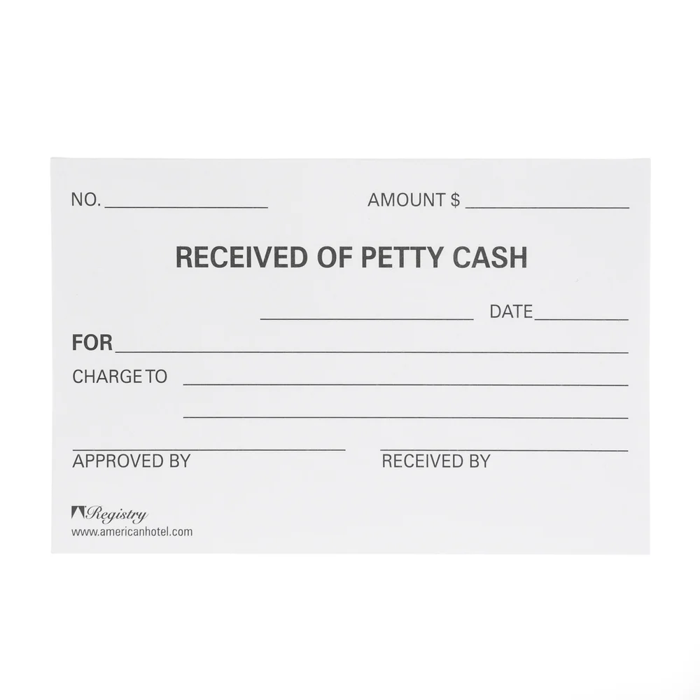 Registry Received Petty Cash Form, 100 Sheets/Pad and 10 Pads/Pack