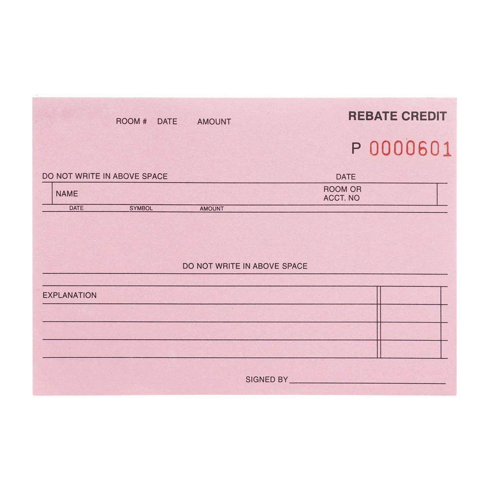 Registry Rebate Credit Machine Voucher, 5.375" x 3.625", 100 sheets/Pad, 10 Pads/Pack