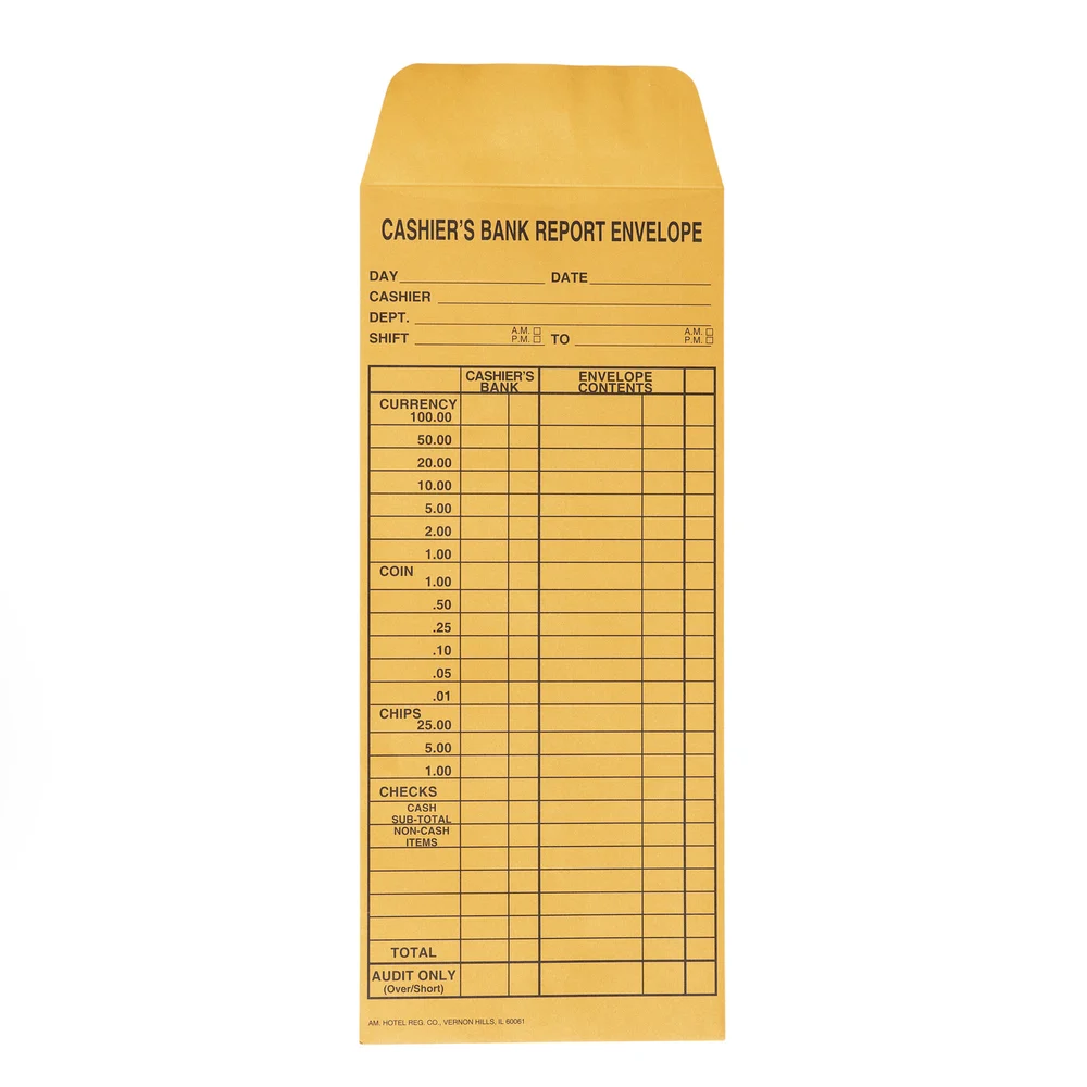 Registry Cashier's Report Envelope, Double-Sided, 4.5" x 10.38", 500/Pack