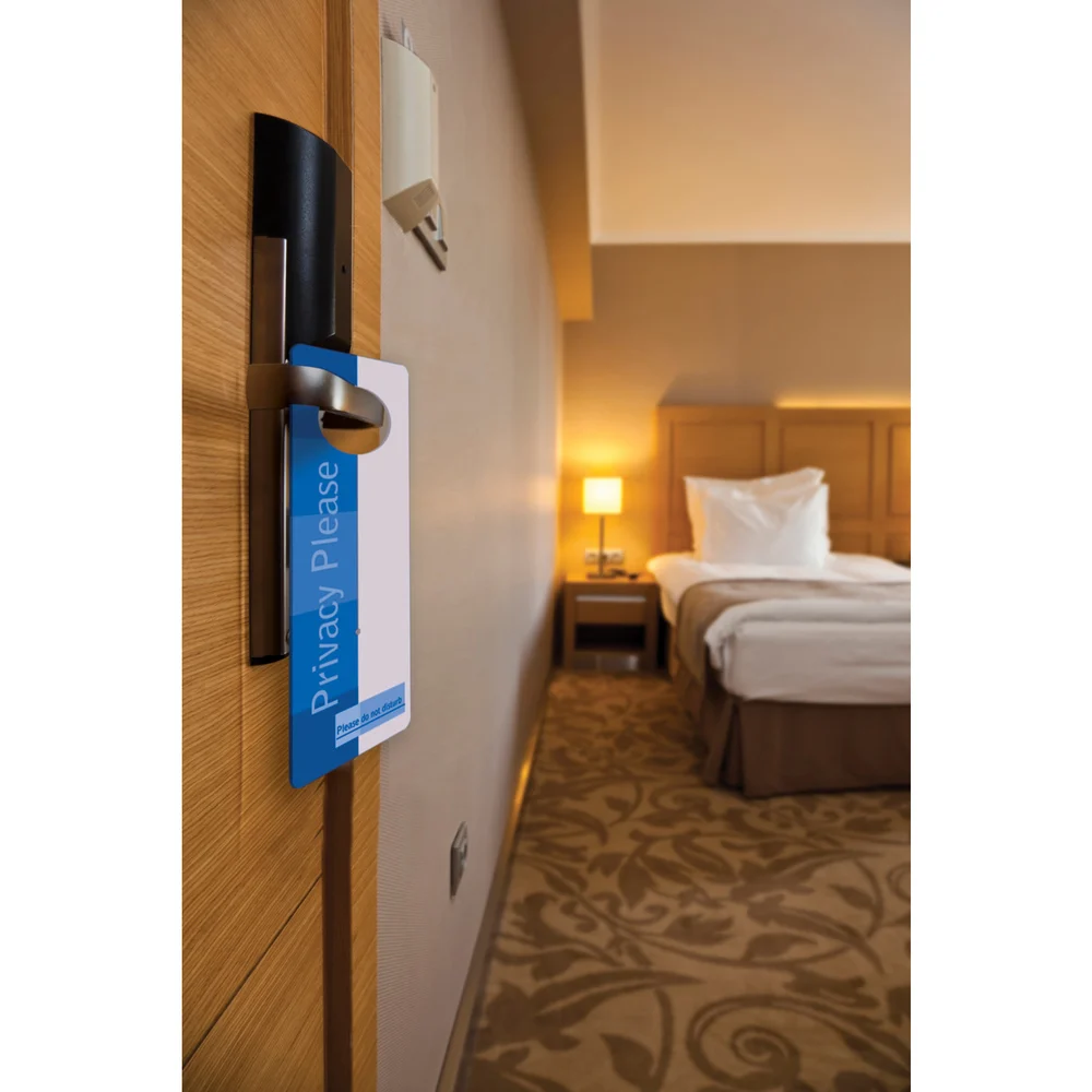 Registry Hanging Do Not Disturb Sign, Blue Geometric, 4" W x 9.5" H, 100/Pack thumbnail 2