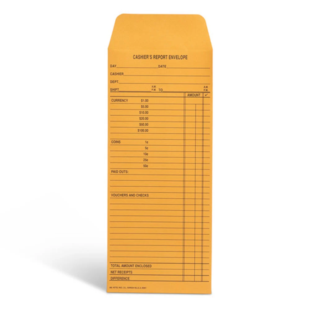 Registry Cashier's Report Envelope, Single-Sided, 4.5" x 10.38", 500/Pack