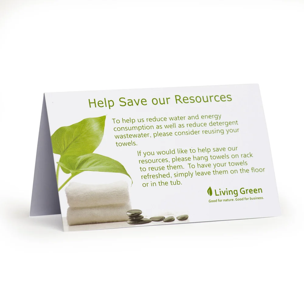 Registry Zen Towel Conservation Tent Sign, 5" x 3", 100/Pack