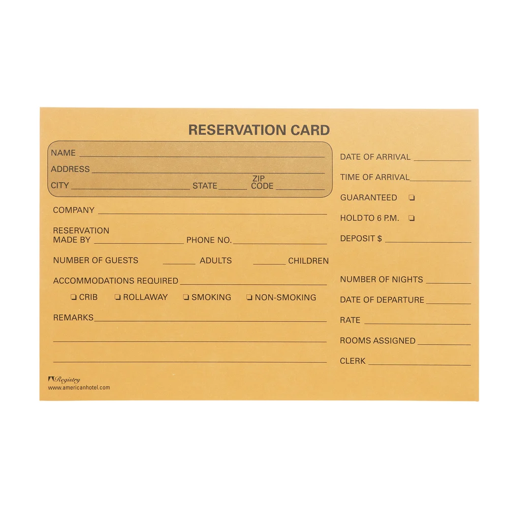 Registry Reservation Card, 4" x 6", 250/Pack