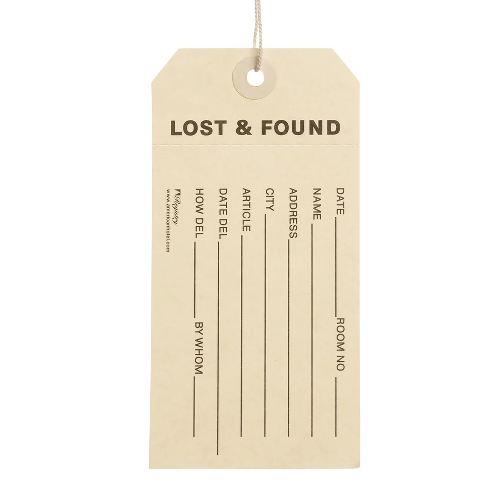 Registry Lost and Found Tag, 100/Pack