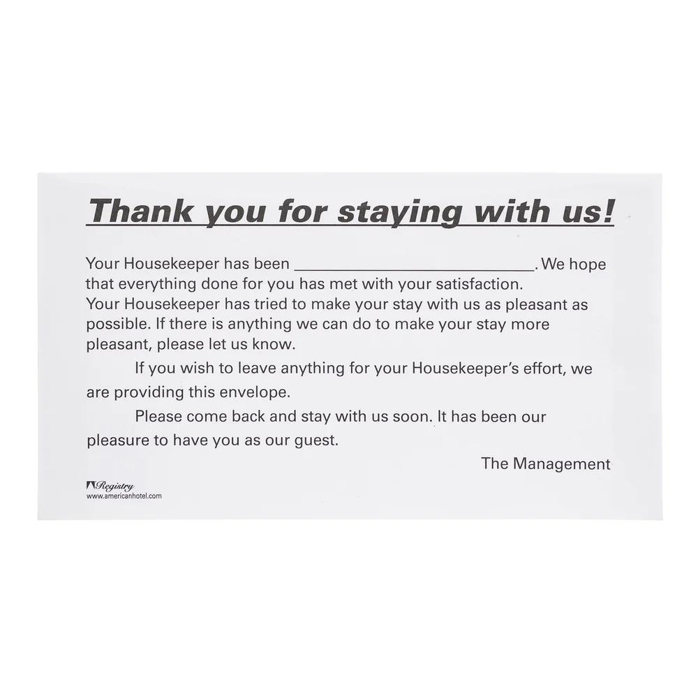 Registry Room Attendant Tip Envelope, 6.5" x 3.63", 500/Pack