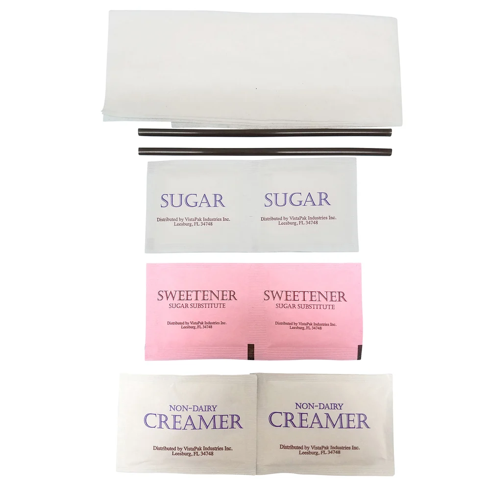 Generic Twin Hot Beverage Condiment Kit With Stirrer, 250/Case thumbnail 2