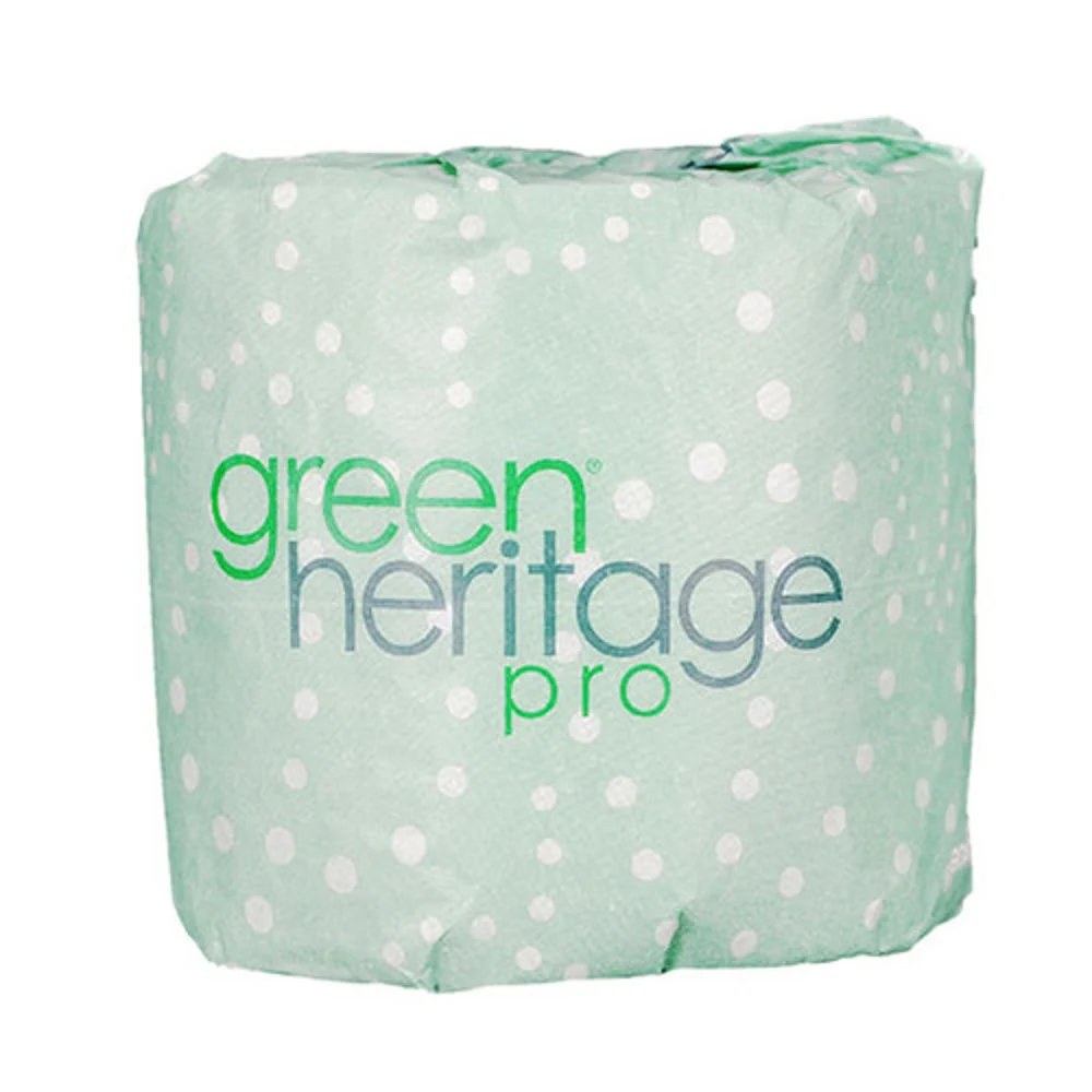 Green Heritage 2-Ply Recycled Fiber Bath Tissue, 400 Sheets per Roll, 96/Case