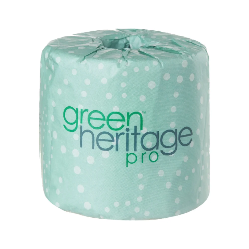 Green Heritage 2-Ply Recycled Fiber Bath Tissue, 500 Sheets per Roll, 96/Case