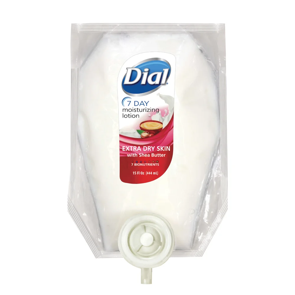 Dial 7-Day Moisturizing Lotion, Refill Pouch for Versa Dispenser, 15 Oz. 6/Cs