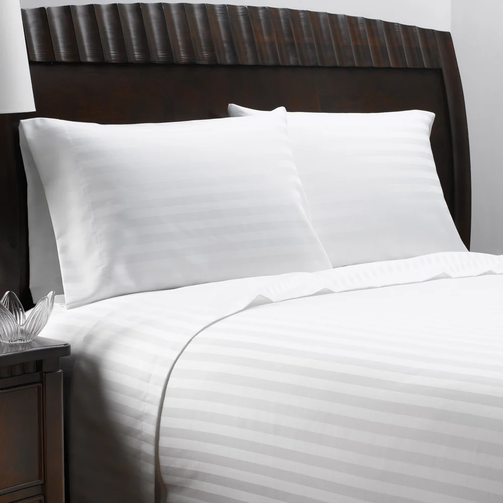 Martex Limited T250 Pillowcase, Standard 42"x34", 2 Cm Stripe, Tone-on-tone, White