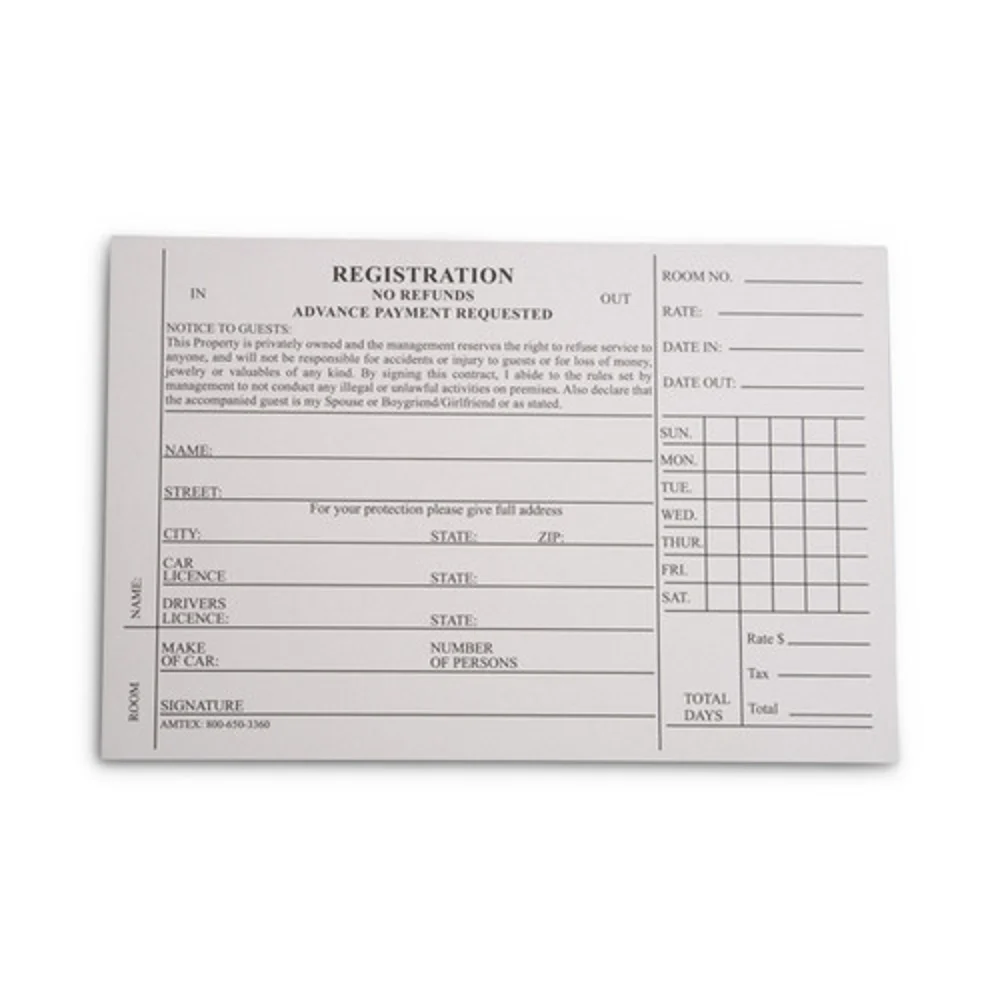 Registration Card, Stock, 4" x 6", 5000/Cs