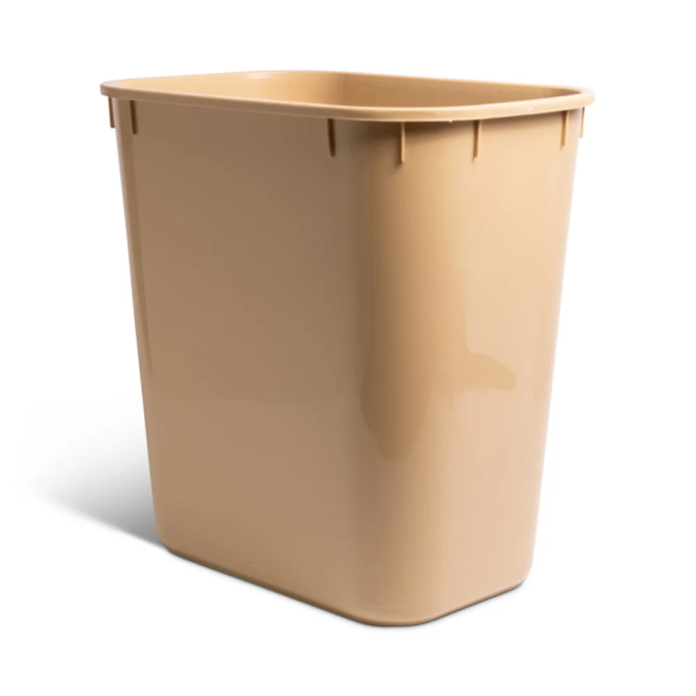 Waste Basket, 14 Qt., 11.5" x 8" x 12", Beige