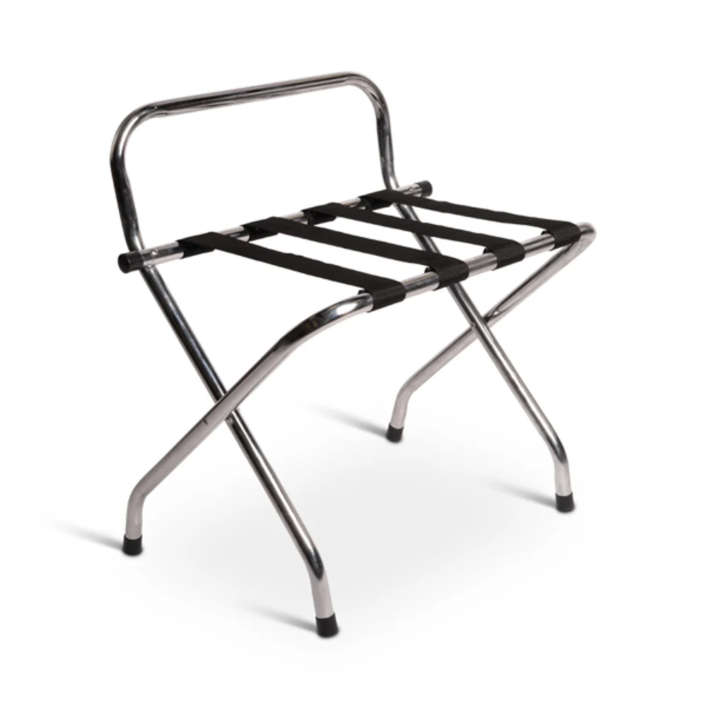 Chrome Metal Luggage Rack with Backrest