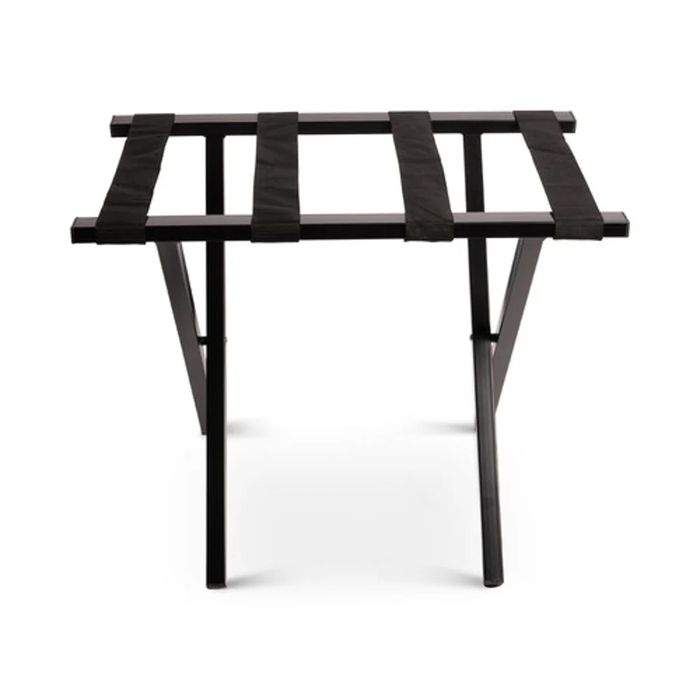 Metal Luggage Rack, 25.20"W x 16.50"L x 20"H, Black Straps With Black Frame thumbnail 3