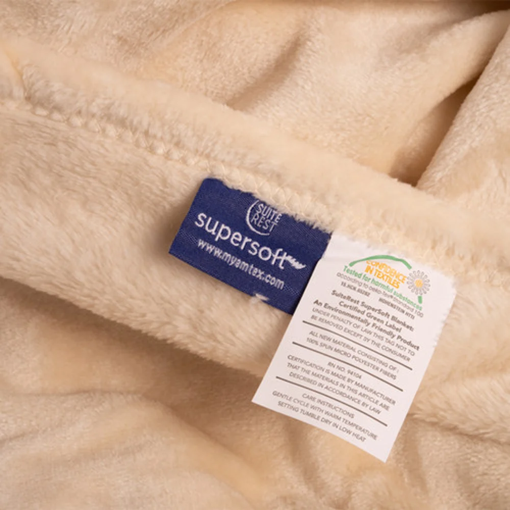 Suite Rest Supersoft Blanket, Queen, 90" X 90" Ivory Beige thumbnail 4