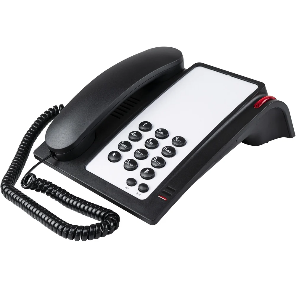 Hotelo Executive Single Line Phone with Speaker and Message Waiting Light,  Black Color.