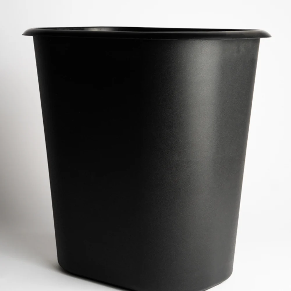 Wastebasket, 14 Qt., 11.5" x 8" x 12", Black thumbnail 2