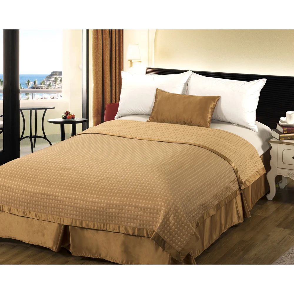 Lux Bed Skirt, 14" Drop, Full XL, Honey Gold
