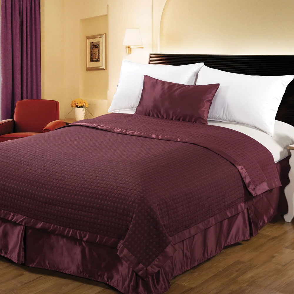 Lux Reversible Coverlet, Queen 90"x96"  Wine