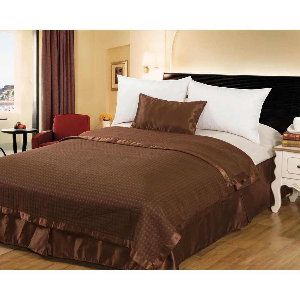Lux Reversible Coverlet, King 96"x104" Chocolate thumbnail 2