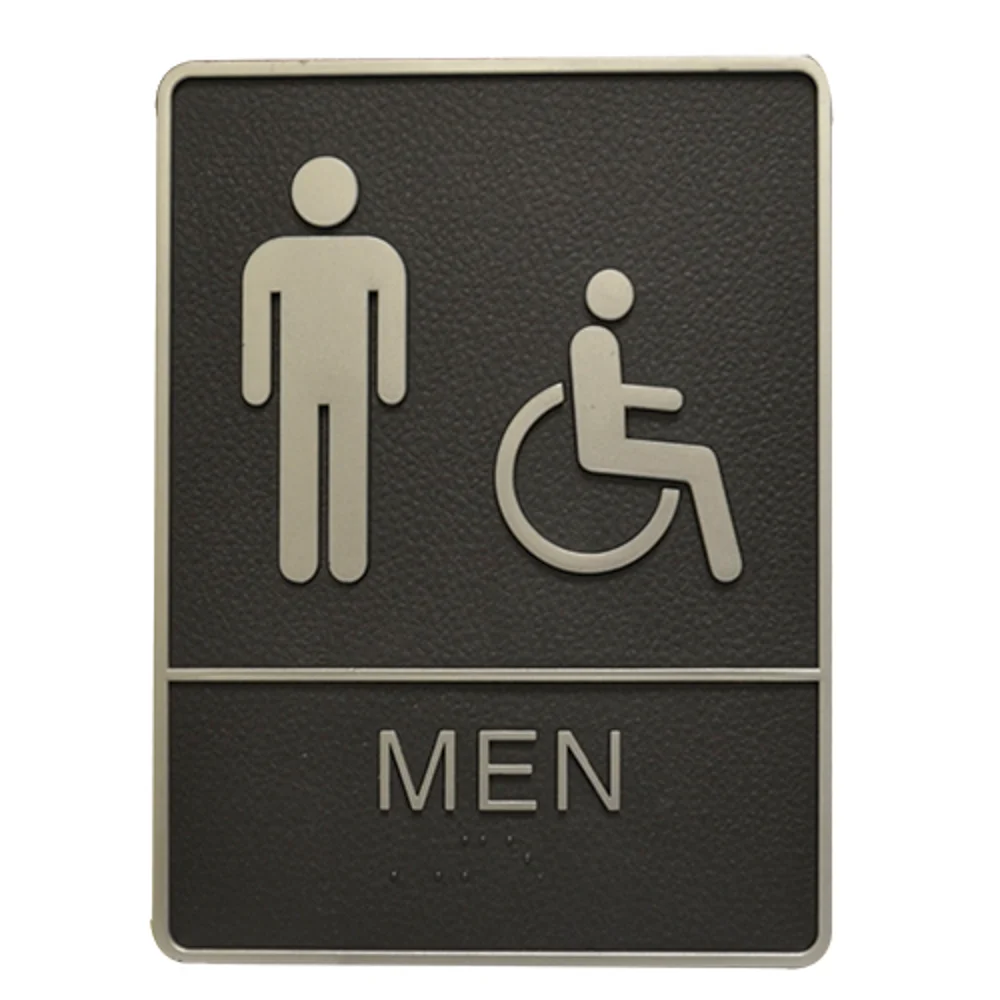 Handicap Men Restroom Sign Braille 6X8X7