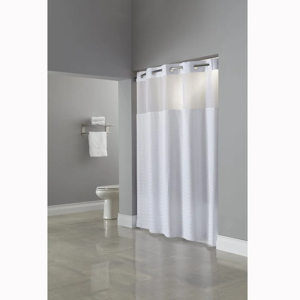 Hookless Madison Shower Curtain, Windowed, 71" x 74", White