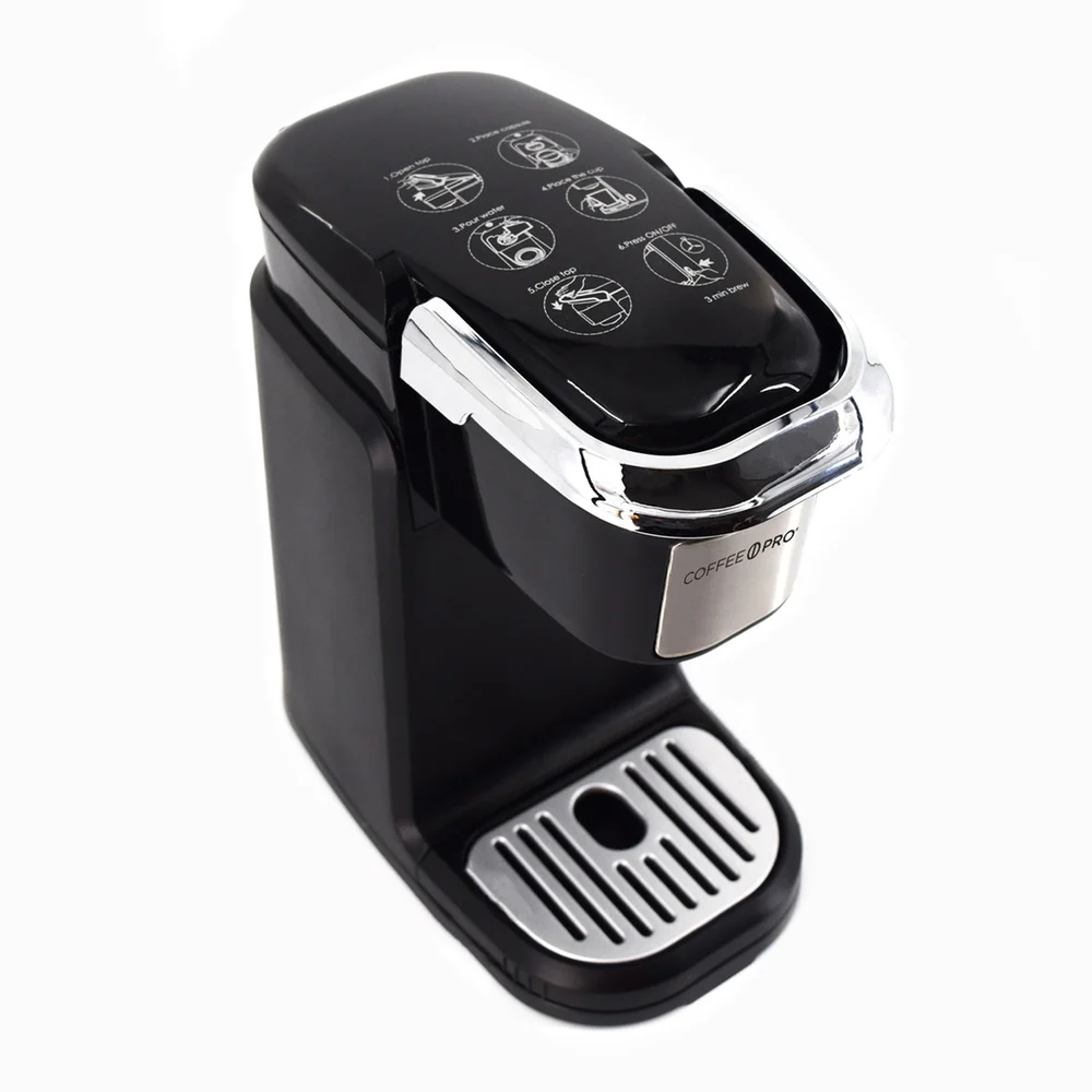 Coffee Pro Single Serve Coffee Maker, Cup Style Brewer, Black, 10 Oz. thumbnail 2