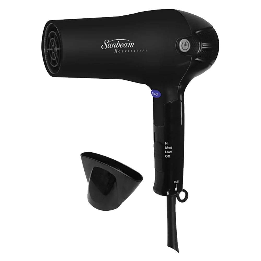 Sunbeam Handheld Retractable Hairdryer, Foldable, 1875 Watts, Black