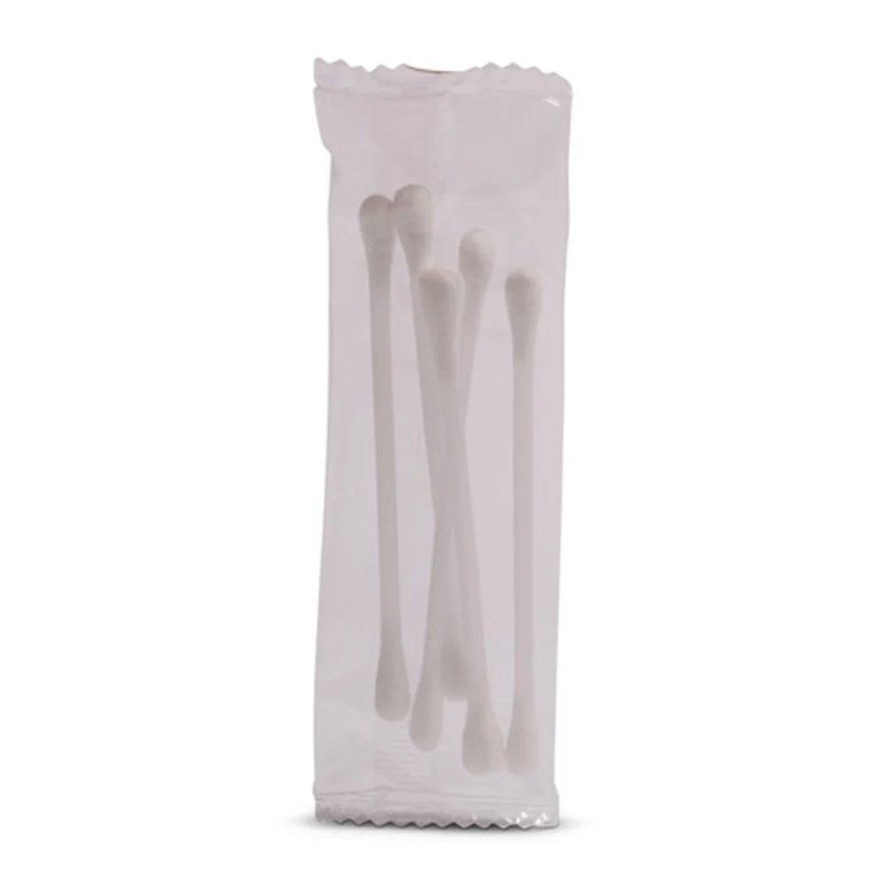 Cotton Swabs, 5 swabs in cellophane wrap, 100 per pack, 10 packs per case