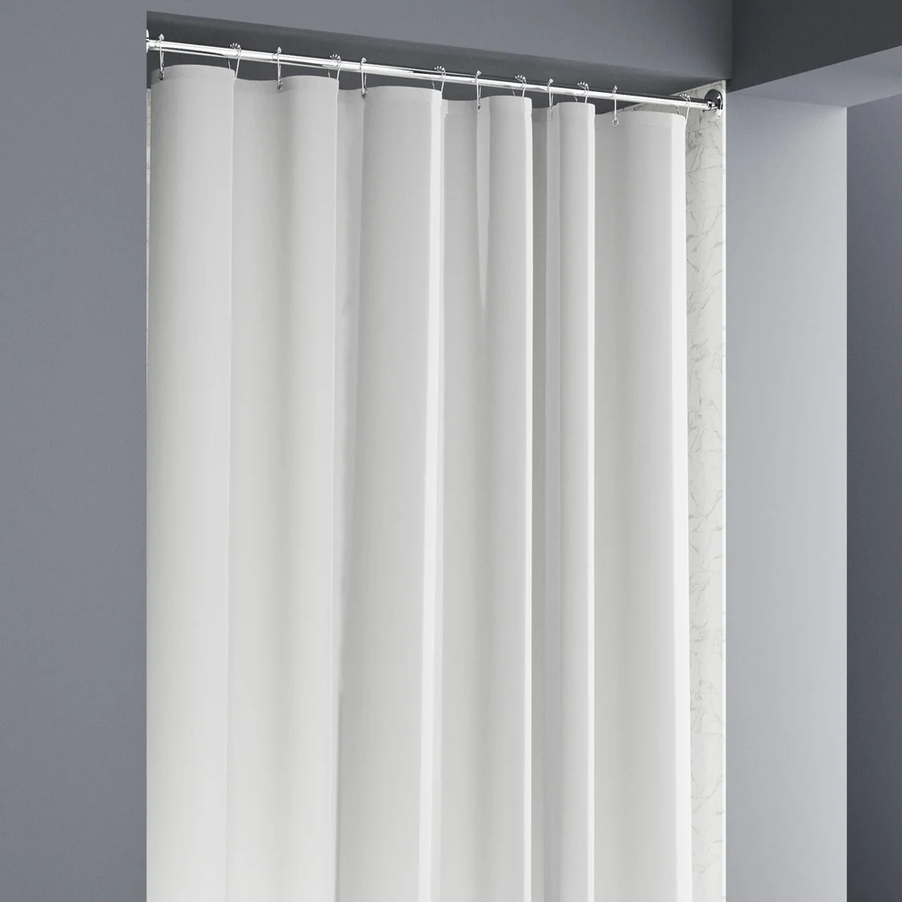 Zenna Hospitality Hooked 100% PEVA 6-Gauge Shower Curtain, 72" x 72", Frosty