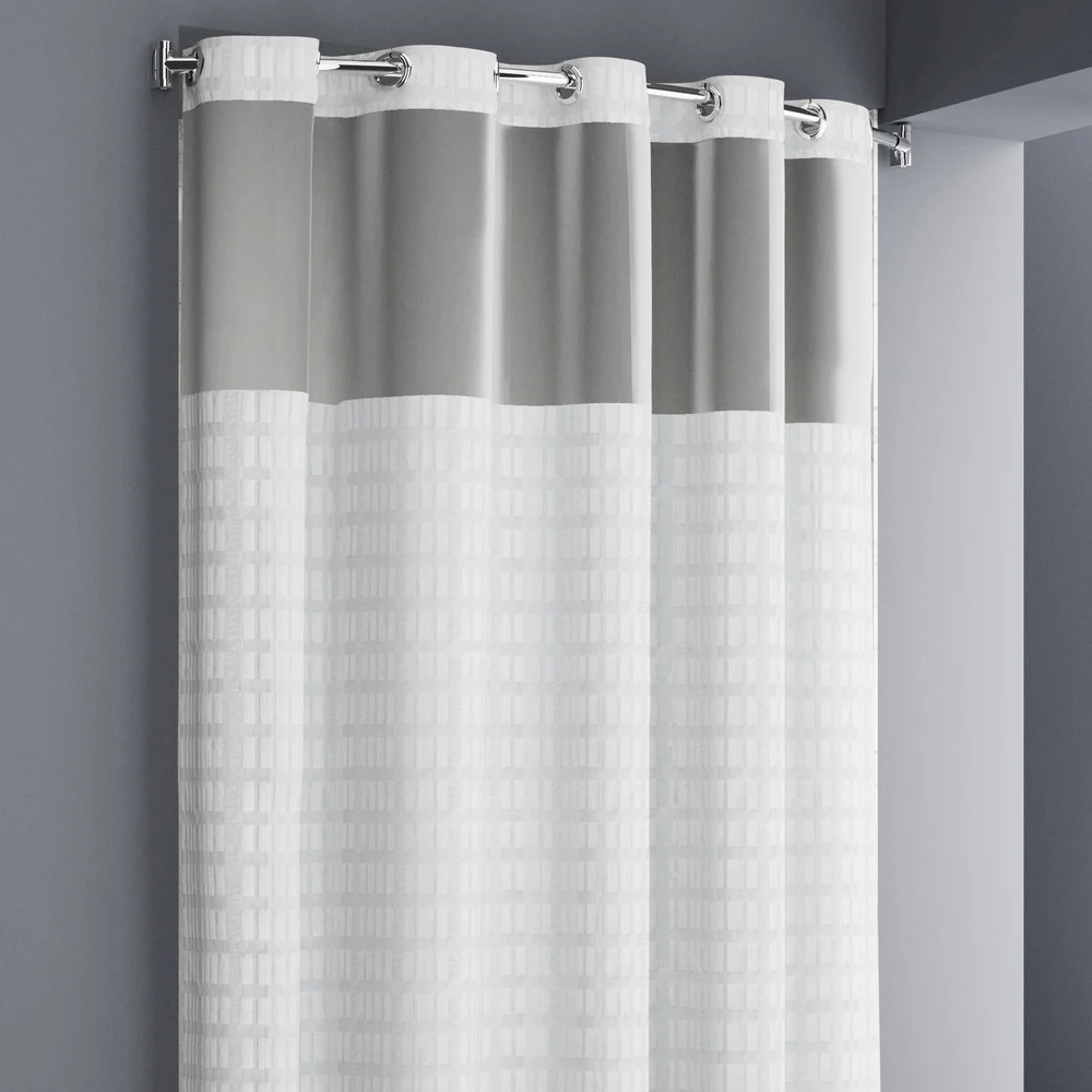 Zenna Hospitality Easy Hang Enda Shower Curtain, Windowed, 71" x 74", White