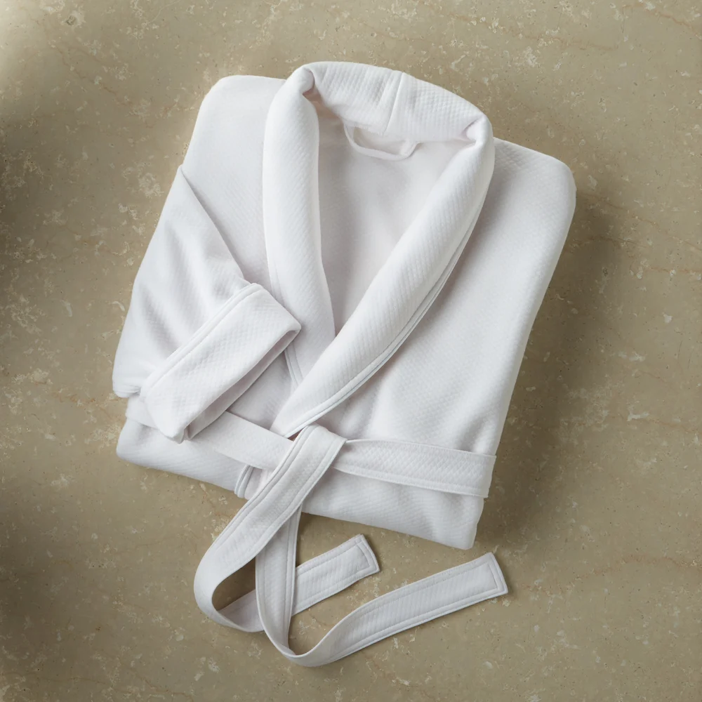 Le Montreux Quilted Knit Robe, Cotton/Tencel Blend, OS, White thumbnail 2