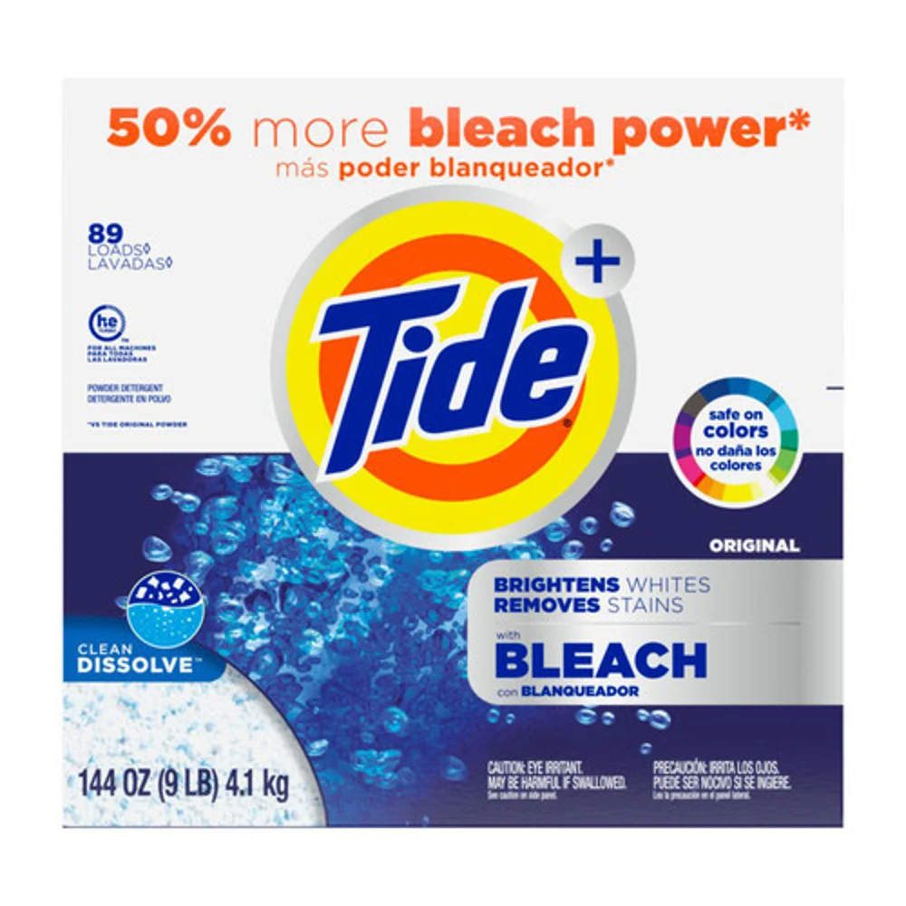 Tide Plus Detergent Powder w/Bleach, 144 Oz.