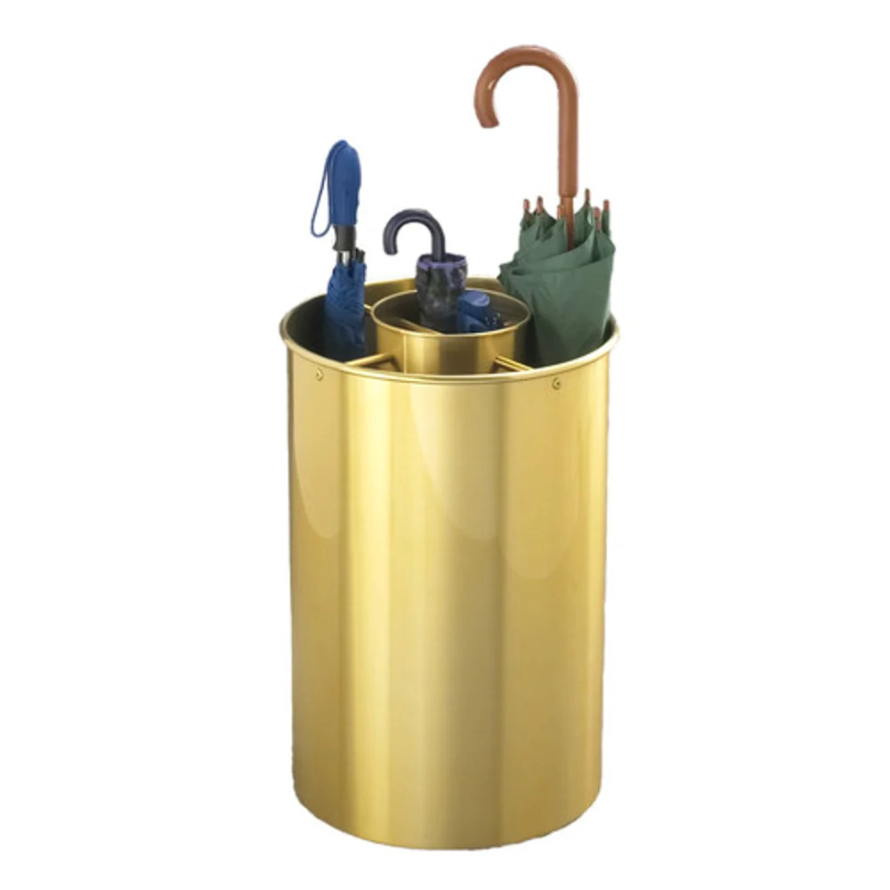 Glaro Combination Umbrella Stand, Satin Brass, 15" Dia. x 23" H